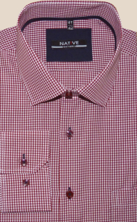 Nadměrná košile Native (vínové káro) s dlouhým rukávem, vel. 47/48 - N235/357
