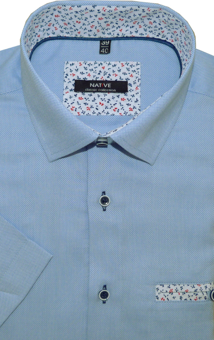 Pánská košile (modrá) s krátkým rukávem, vel. 43/44 - Native N170/309