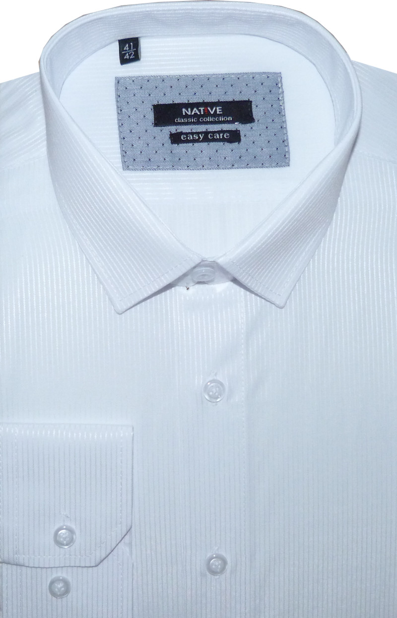 Pánská košile (bílá) s dlouhým rukávem, vypasovaná, vel. 43/44 - N175/202