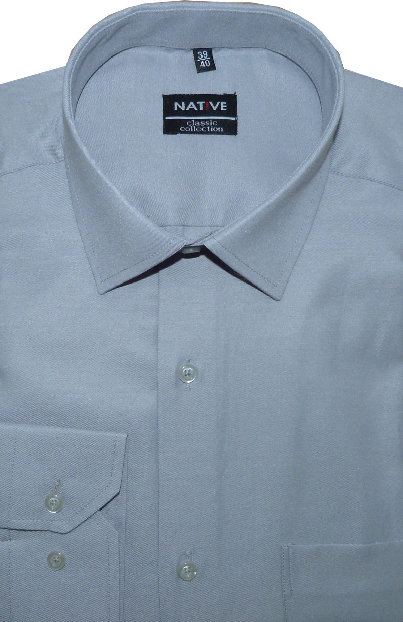 Pánská košile (šedá) s dlouhým rukávem, vel. 39/40 - N951/022
