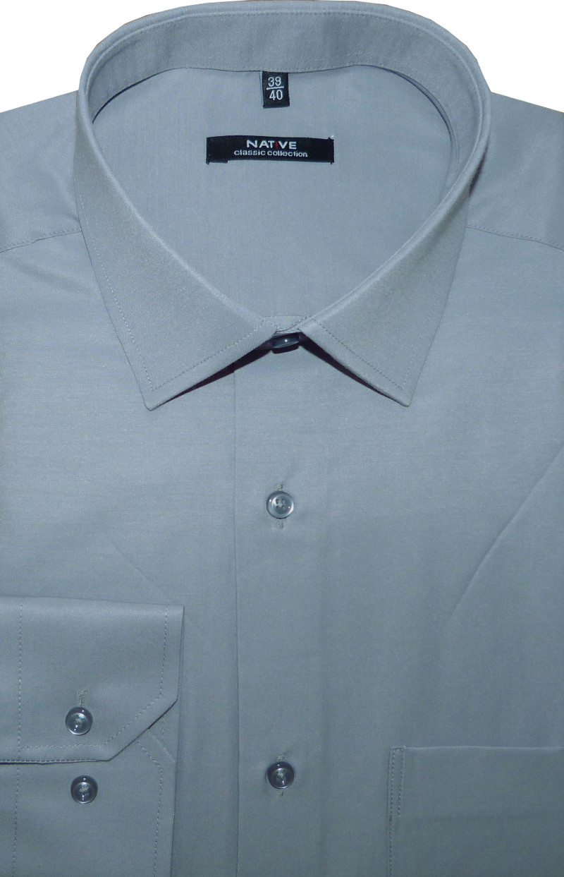 Pánská košile (šedá) s dlouhým rukávem, vel. 39/40 - N951/009