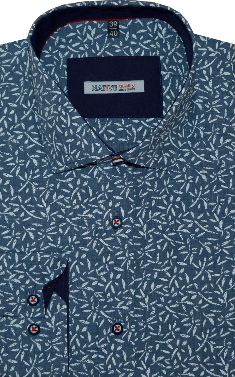 Pánská košile (modrá) s dlouhým rukávem, vypasovaná, vel. 45/46 - N175/413