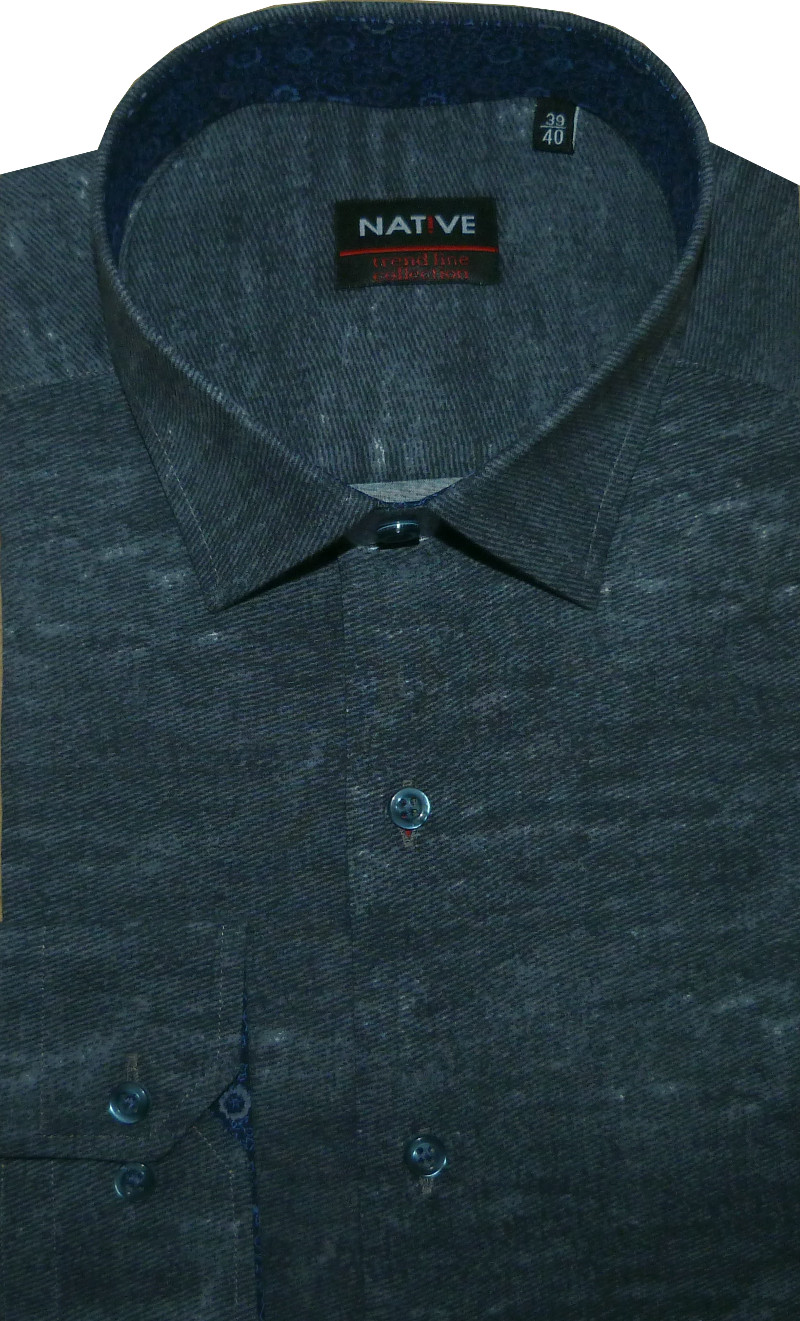 Pánská košile (šedá) s dlouhým rukávem, vel. 43/44 - N185/105