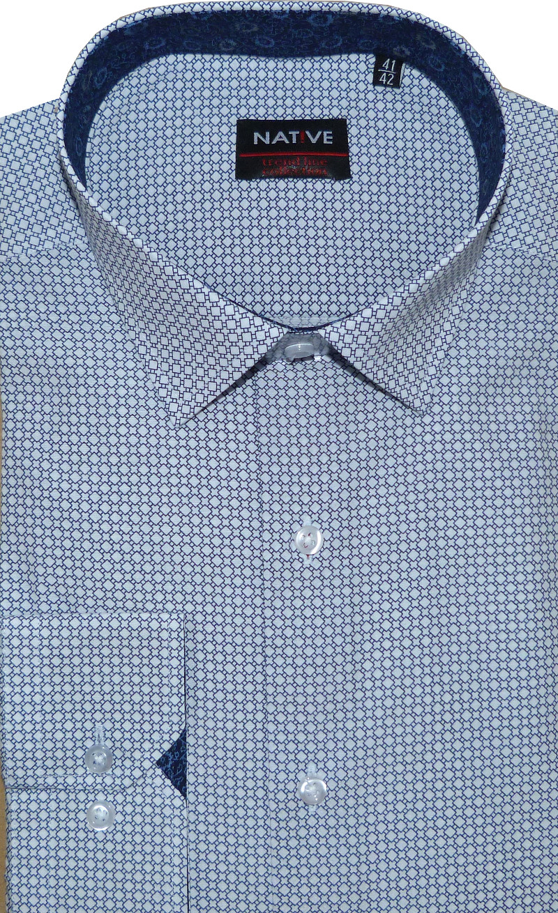 Pánská košile (bílá s potiskem) s dlouhým rukávem, vel. 41/42 - N185/106