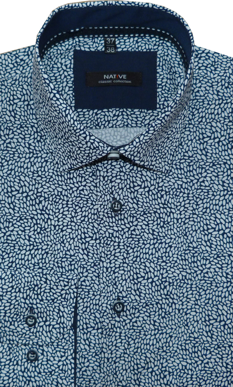 Pánská košile (modrá) s dlouhým rukávem, vypasovaná, vel. 41/42 - N185/807