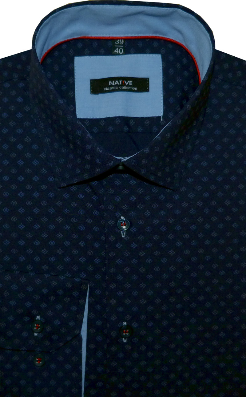 Pánská košile (modrá) s dlouhým rukávem, vypasovaná, vel. 39/40 - N185/810