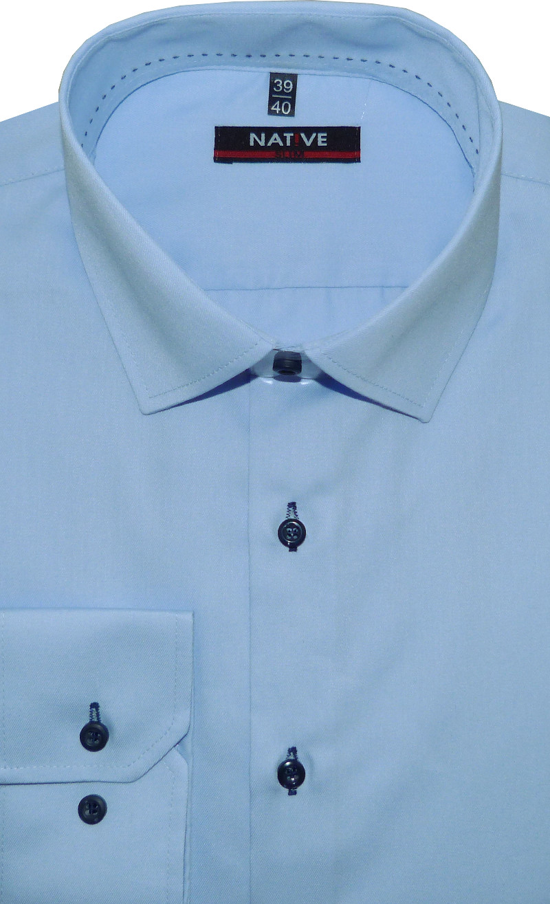 Pánská košile (modrá) s dlouhým rukávem, vypasovaná, vel. 39/40 - N185/811