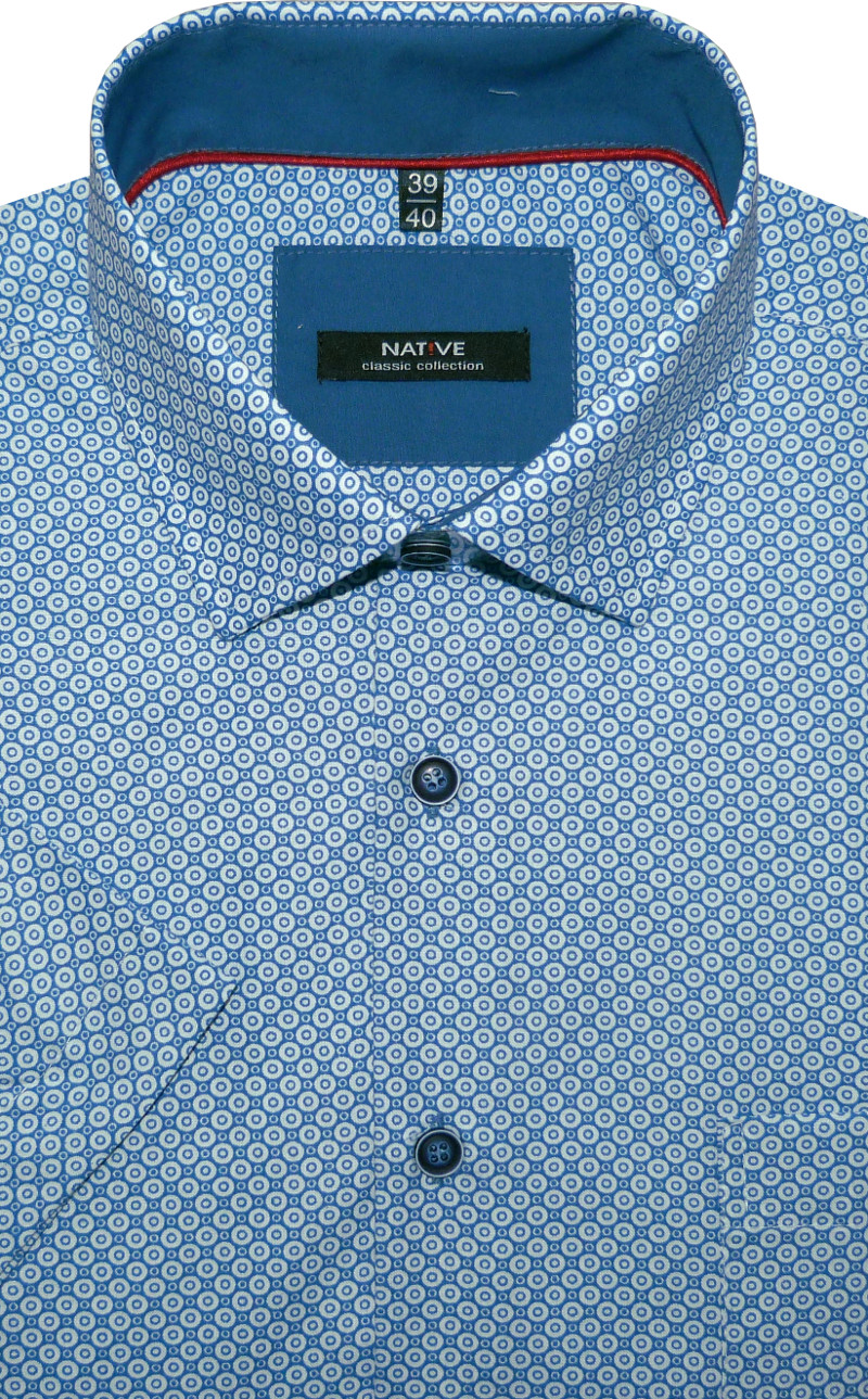 Pánská košile (modrá) s krátkým rukávem, vel. 39/40 - Native N180/304