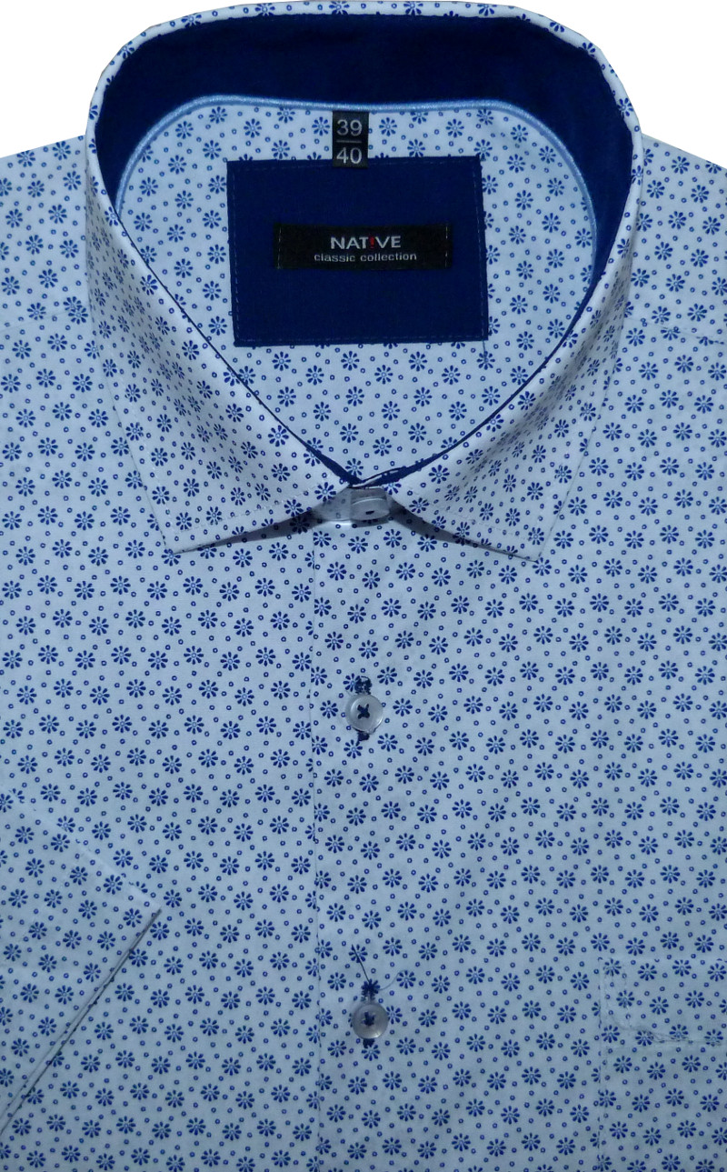 Nadměrná pánská košile (modrá) s krátkým rukávem, vel. 47/48 - Native N180/306