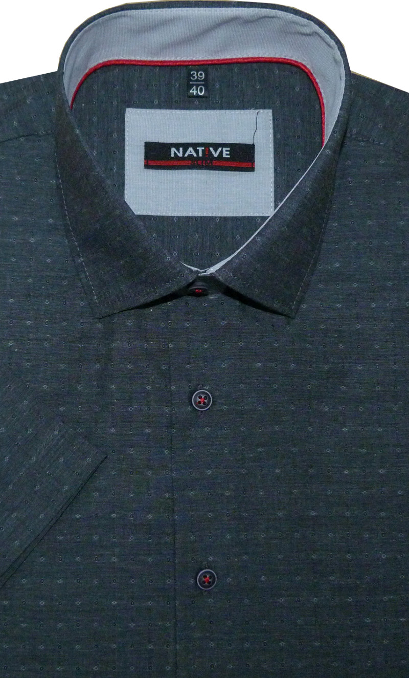Pánská košile (šedá) s krátkým rukávem, slim, vel. 39/40 - N180/822