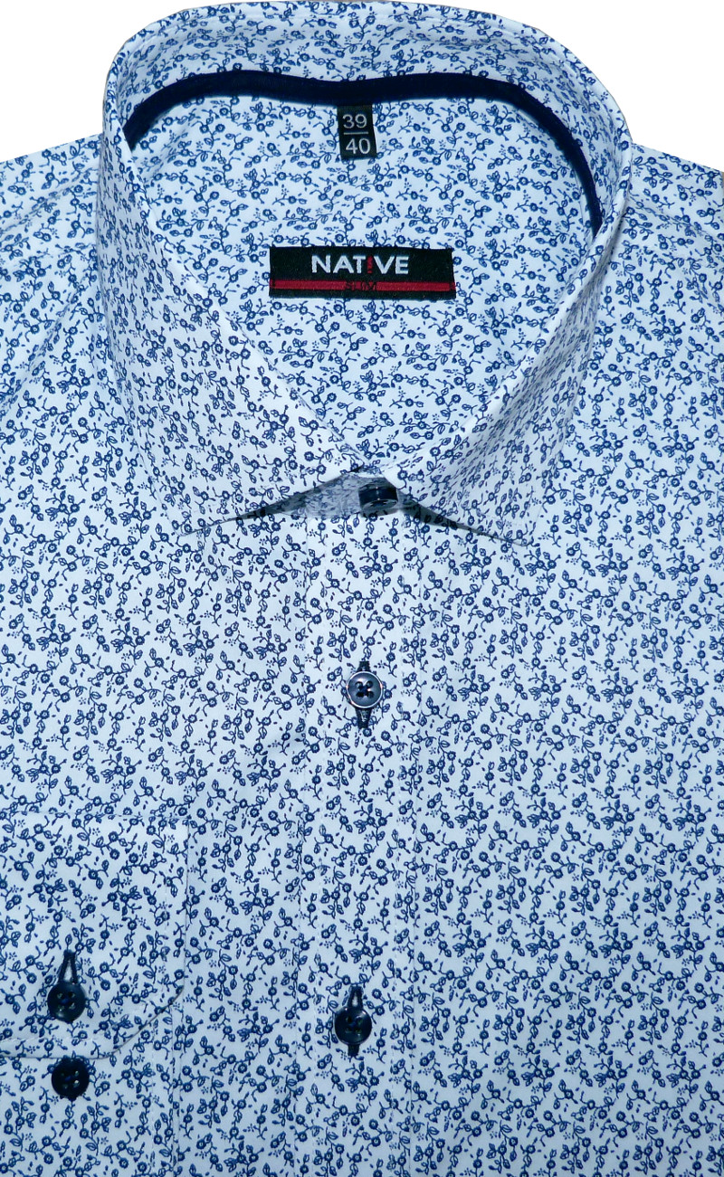 Pánská košile (modrá) s dlouhým rukávem, vypasovaná, vel. 43/44 - N185/908