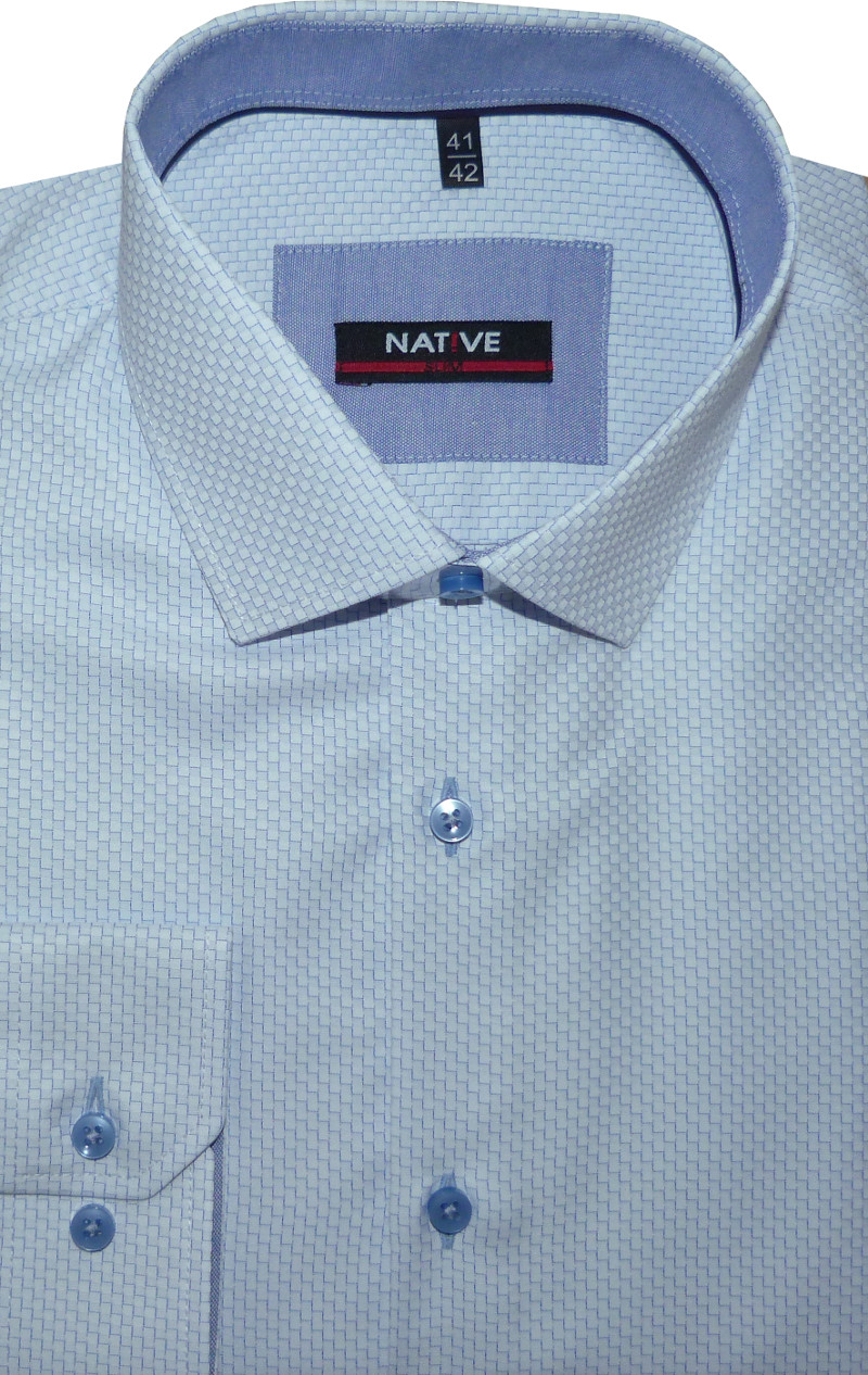 Pánská košile (modrá) s dlouhým rukávem, vypasovaná, vel. 45/46 - N185/913