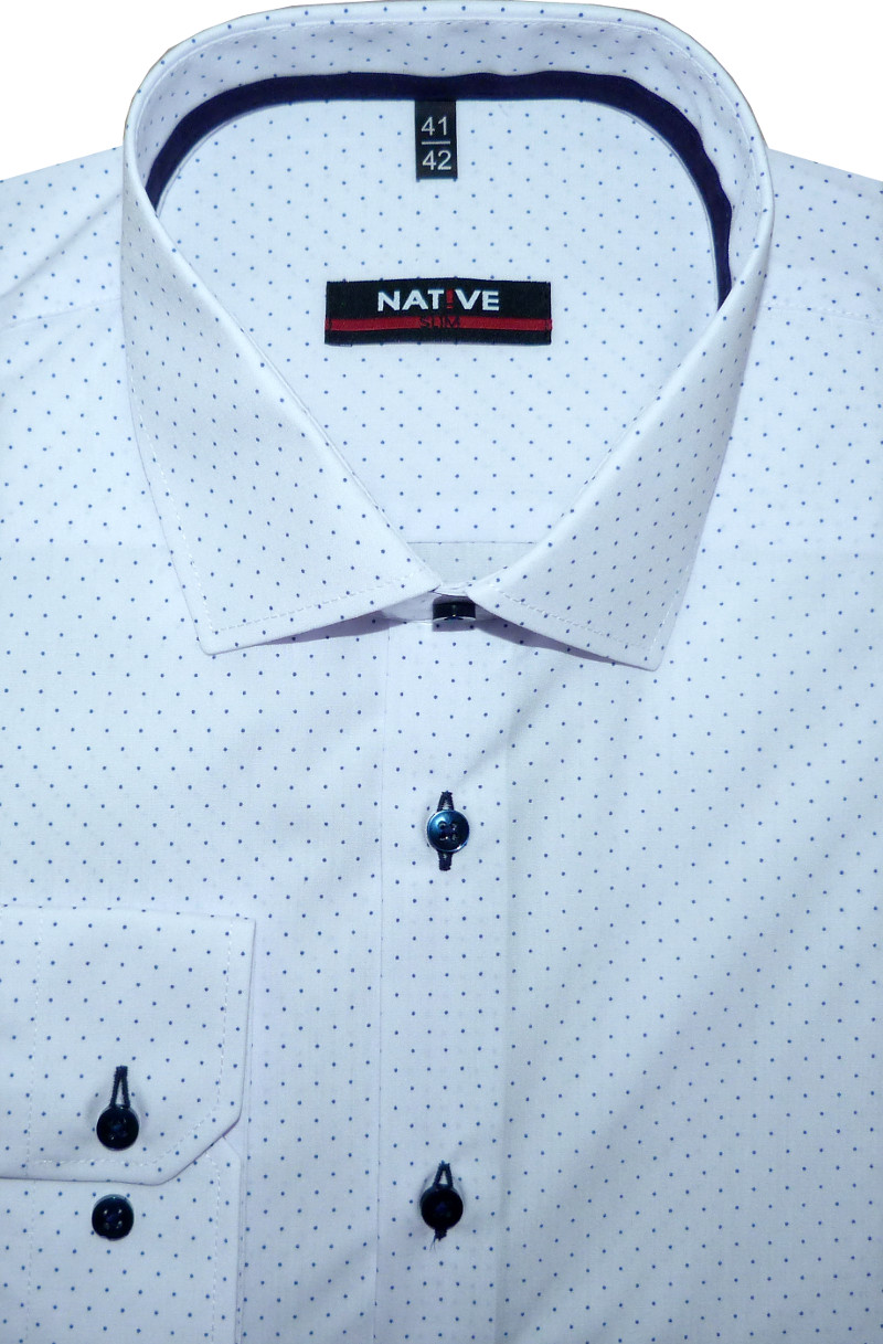 Pánská košile (bílá) s dlouhým rukávem, vypasovaná, vel. 43/44 - N185/916