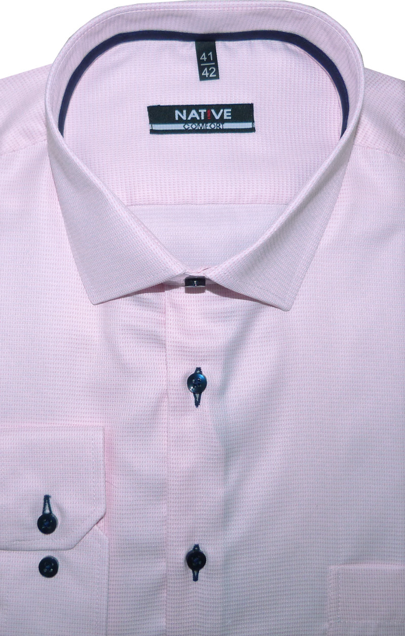 Nadměrná pánská košile (růžová) s dlouhým rukávem, vel. 47/48 - N185/432