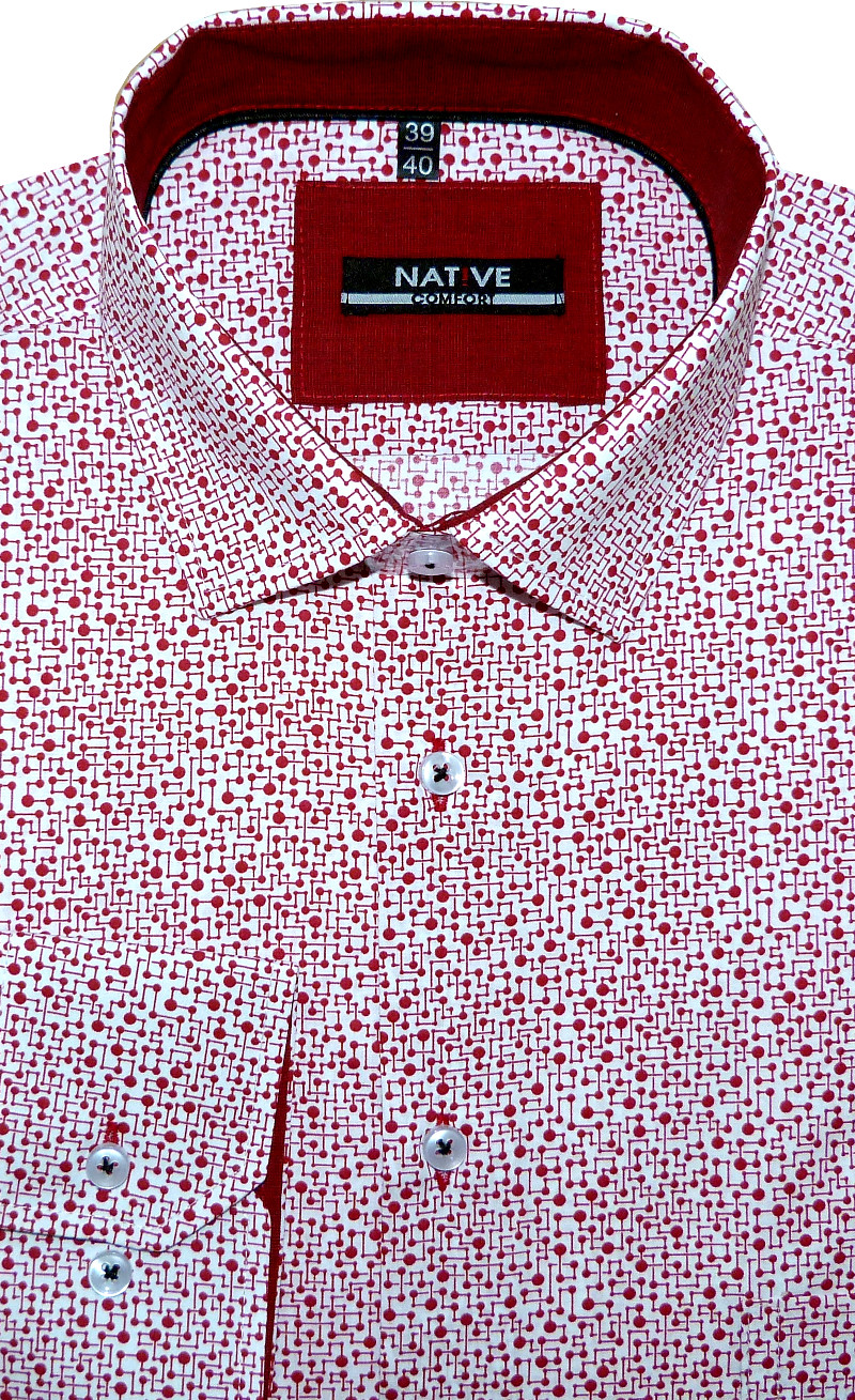 Pánská košile (červená) s dlouhým rukávem, vel. 41/42 - N185/322