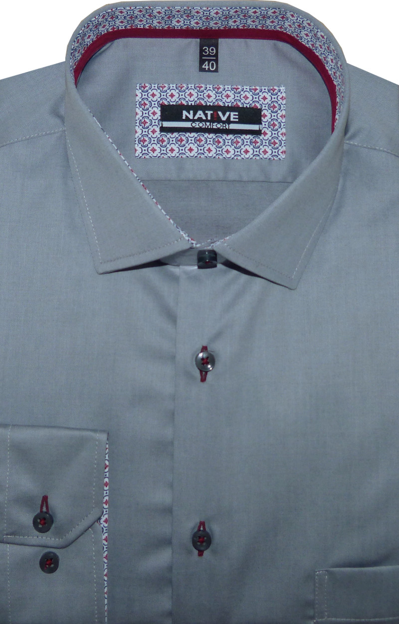 Nadměrná pánská košile (šedá) s dlouhým rukávem, vel. 47/48 - N185/445