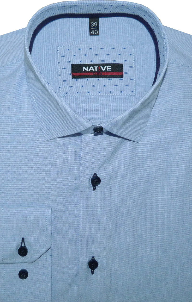 Pánská košile (modrá) s dlouhým rukávem, vypasovaná, vel. 45/46 - N185/921