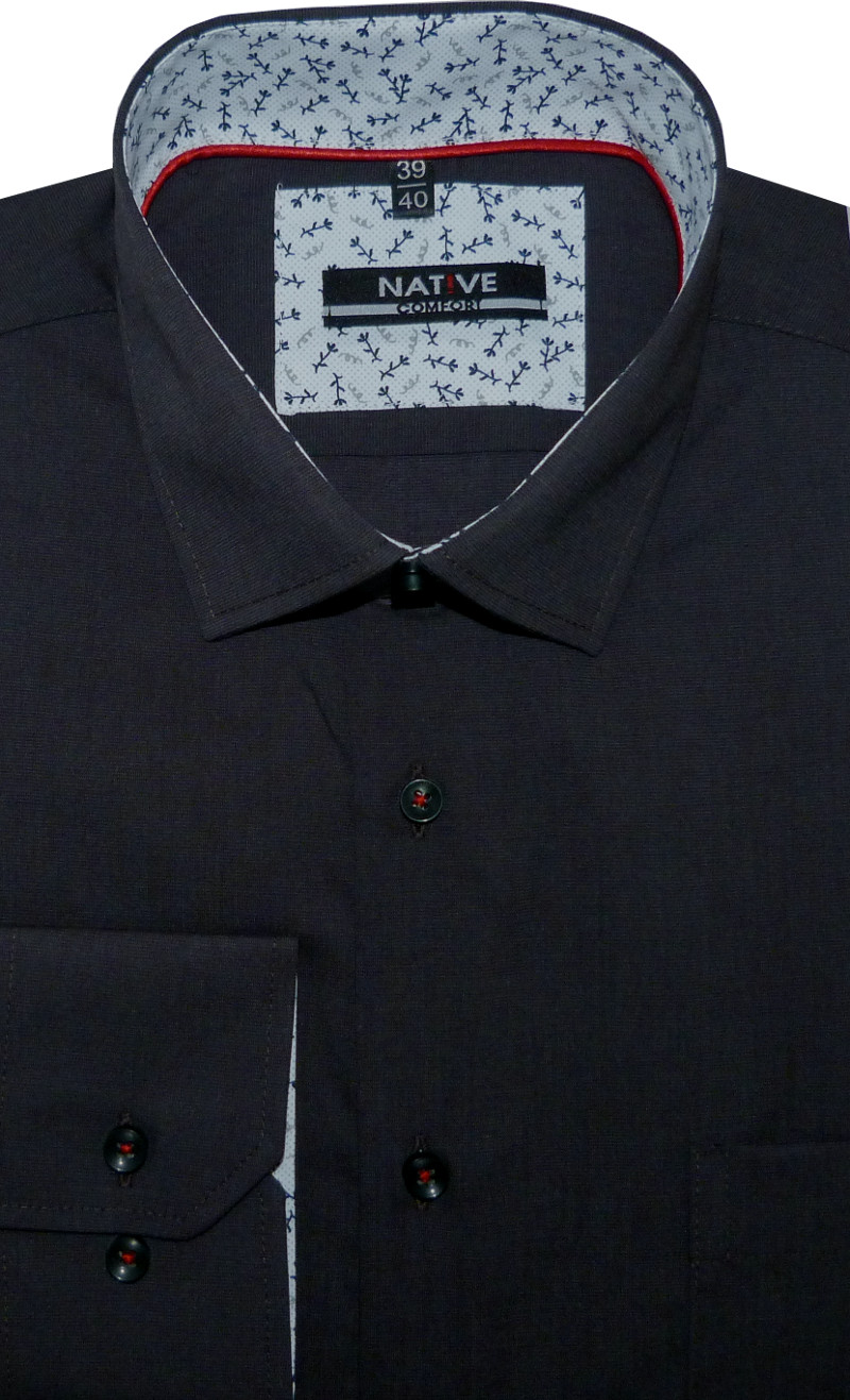 Pánská košile (antracit) s dlouhým rukávem, vel. 41/42 - N185/326
