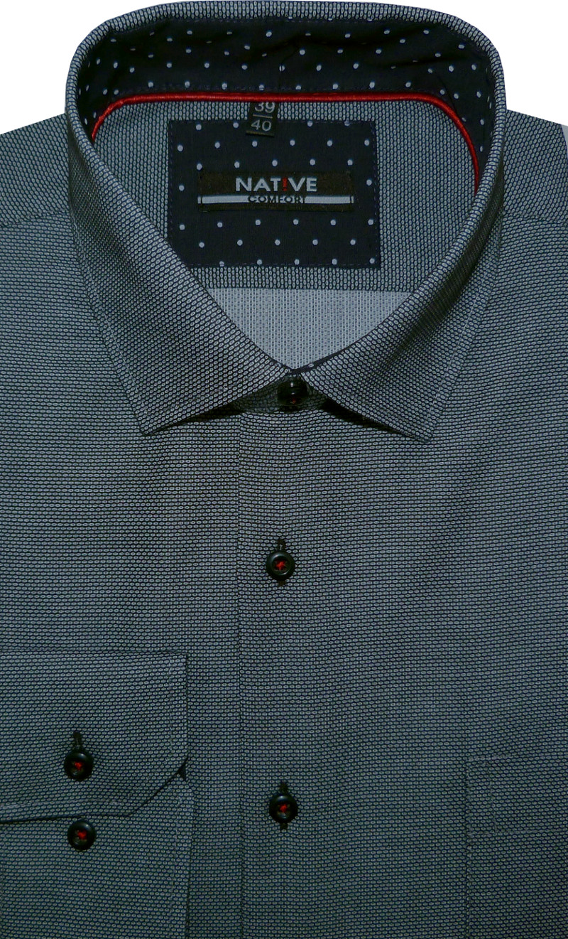 Pánská košile (černá) s dlouhým rukávem, vel. 41/42 - N185/320