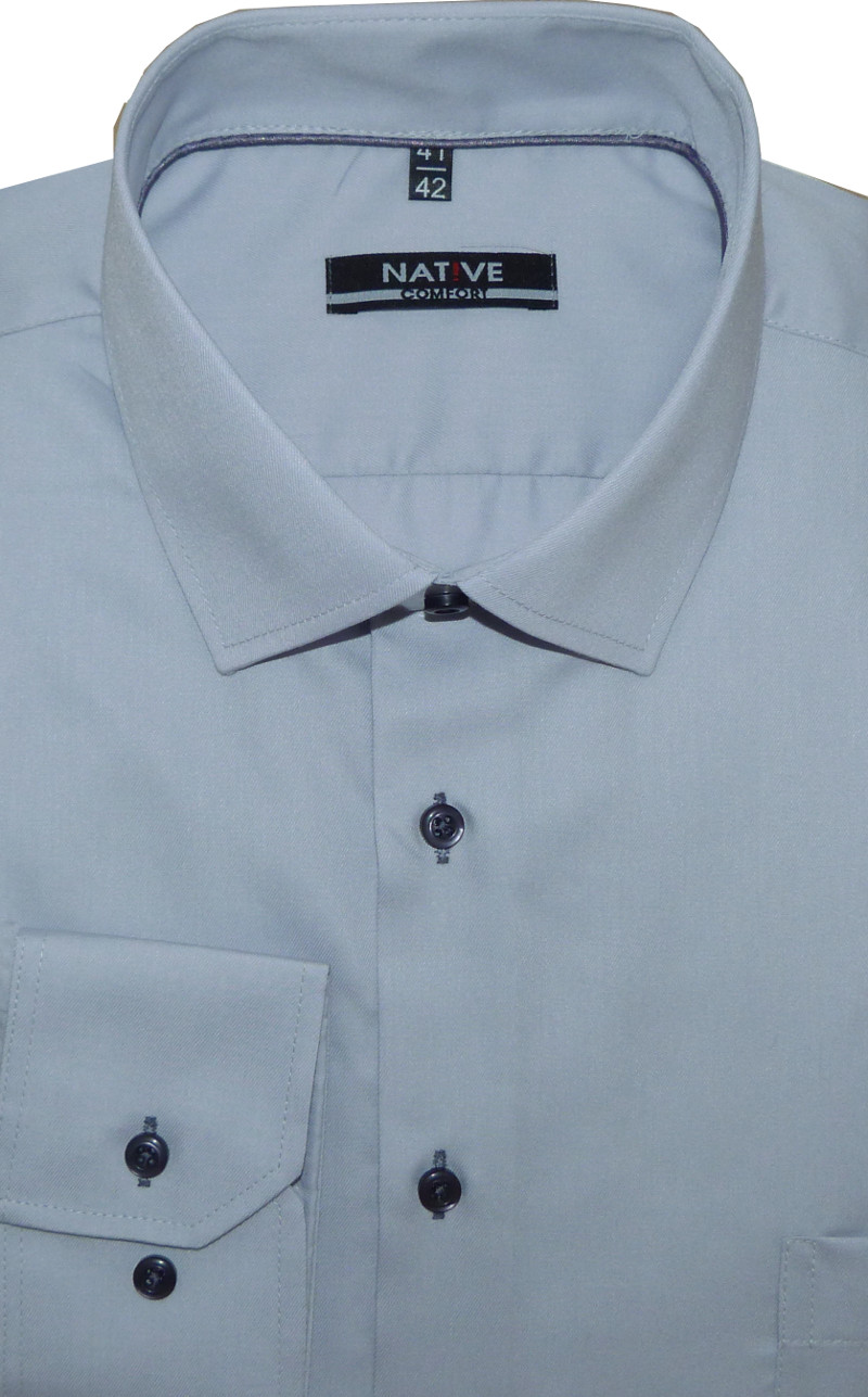 Pánská košile (šedá) s dlouhým rukávem, vel. 41/42 - N195/303