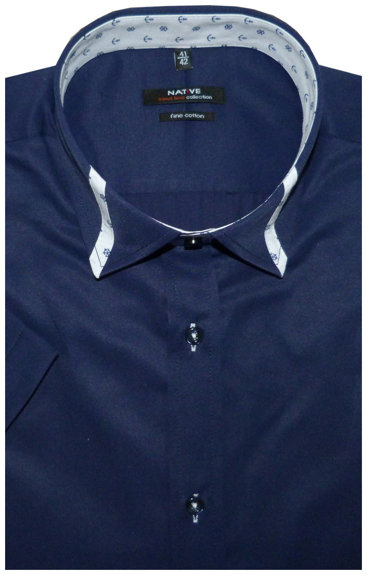 Pánská košile (modrá) s krátkým rukávem, vypasovaná, vel. 43/44 - N160/012