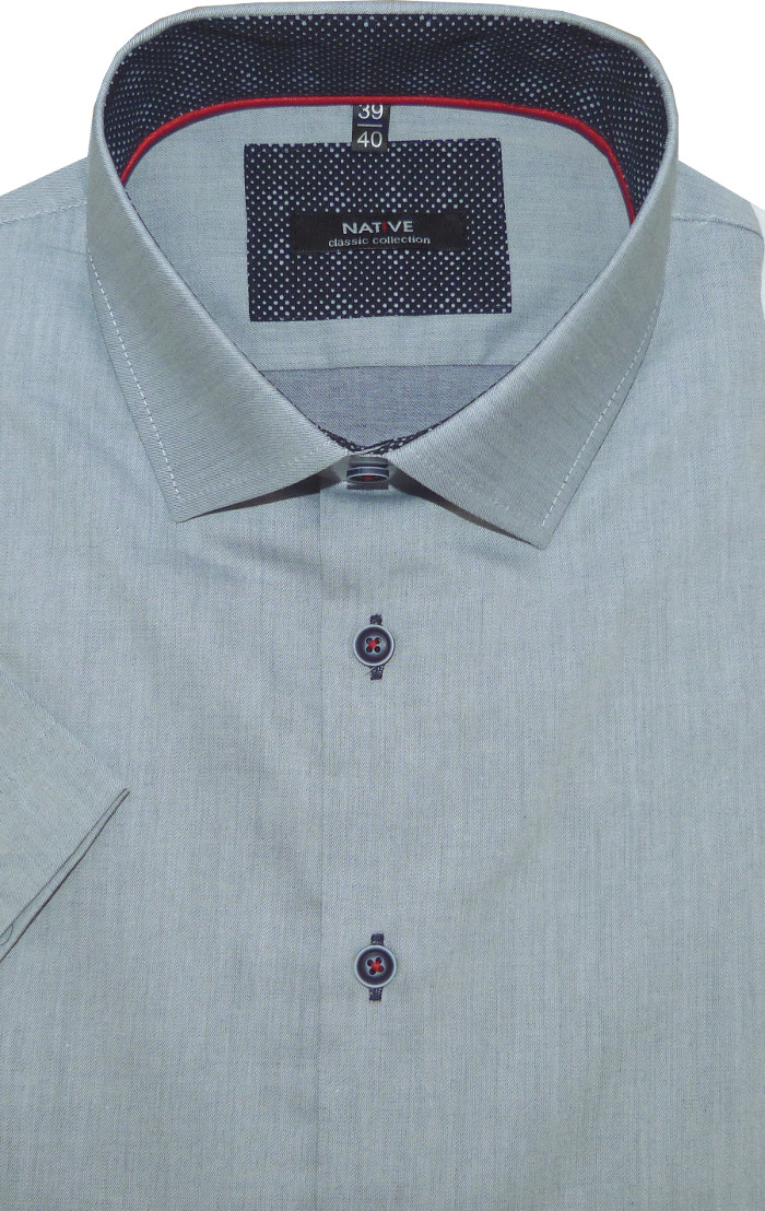 Pánská košile (modrošedá) s krátkým rukávem, slim, vel. 37/38 - Native N170/308