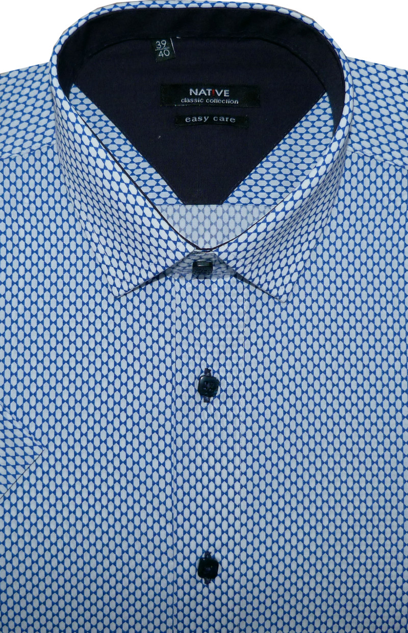 Pánská košile (potisk) s krátkým rukávem, slim, vel. 37/38 - Native N170/201