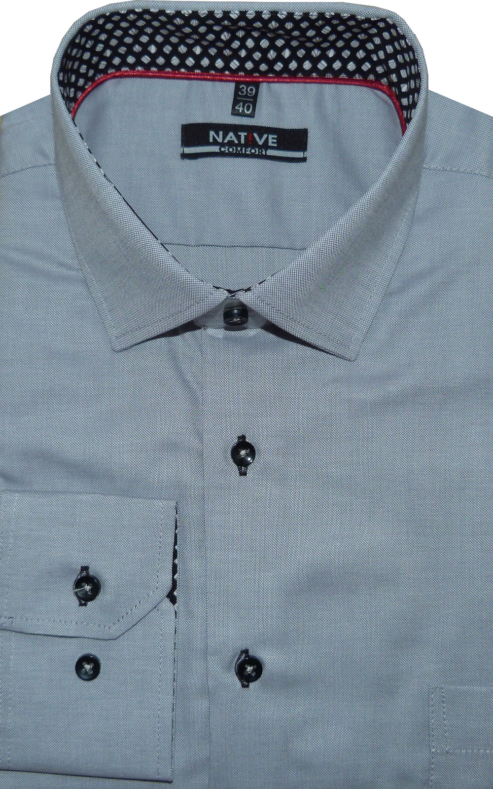 Pánská košile (šedá) s dlouhým rukávem, vel. 41/42 - N195/310
