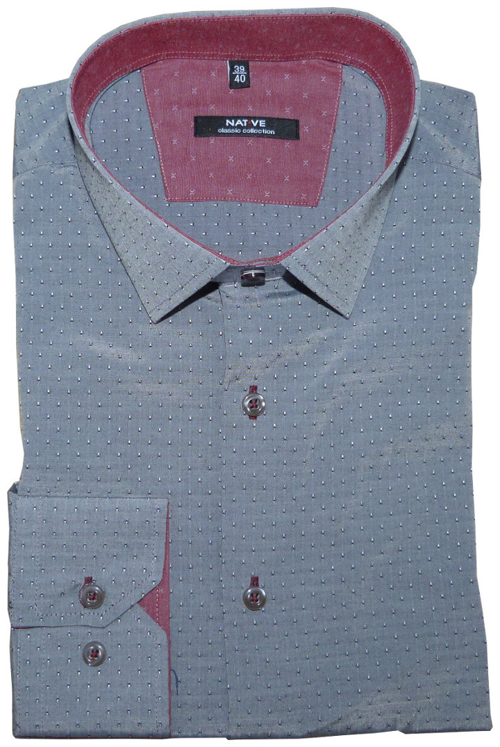 Pánská košile (šedá) s dlouhým rukávem, vypasovaná, vel. 37/38 - N165/006