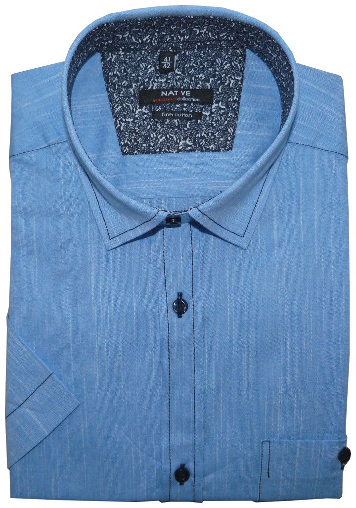 Pánská košile (modrá) s krátkým rukávem, vel. 41/42 - Native N160/128