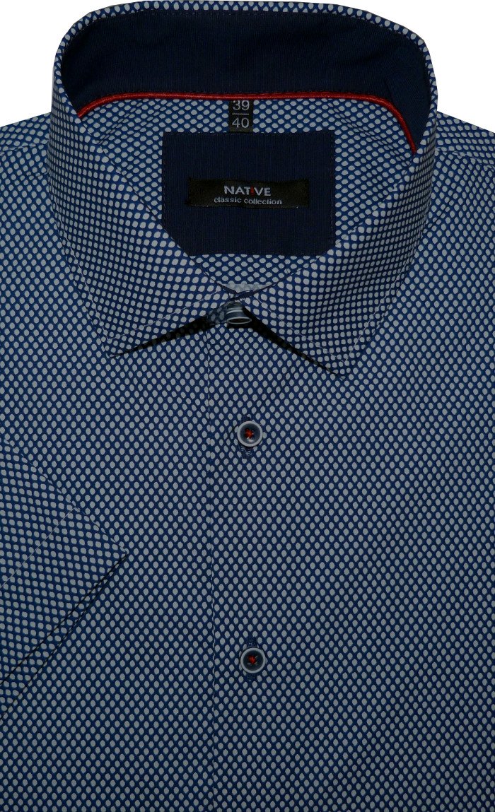 Pánská košile (modrá) s krátkým rukávem, slim, vel. 37/38 - Native N170/310
