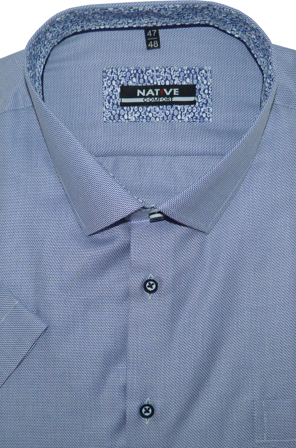 Nadměrná pánská košile (modrá) s krátkým rukávem, vel. 49/50 - N200/416