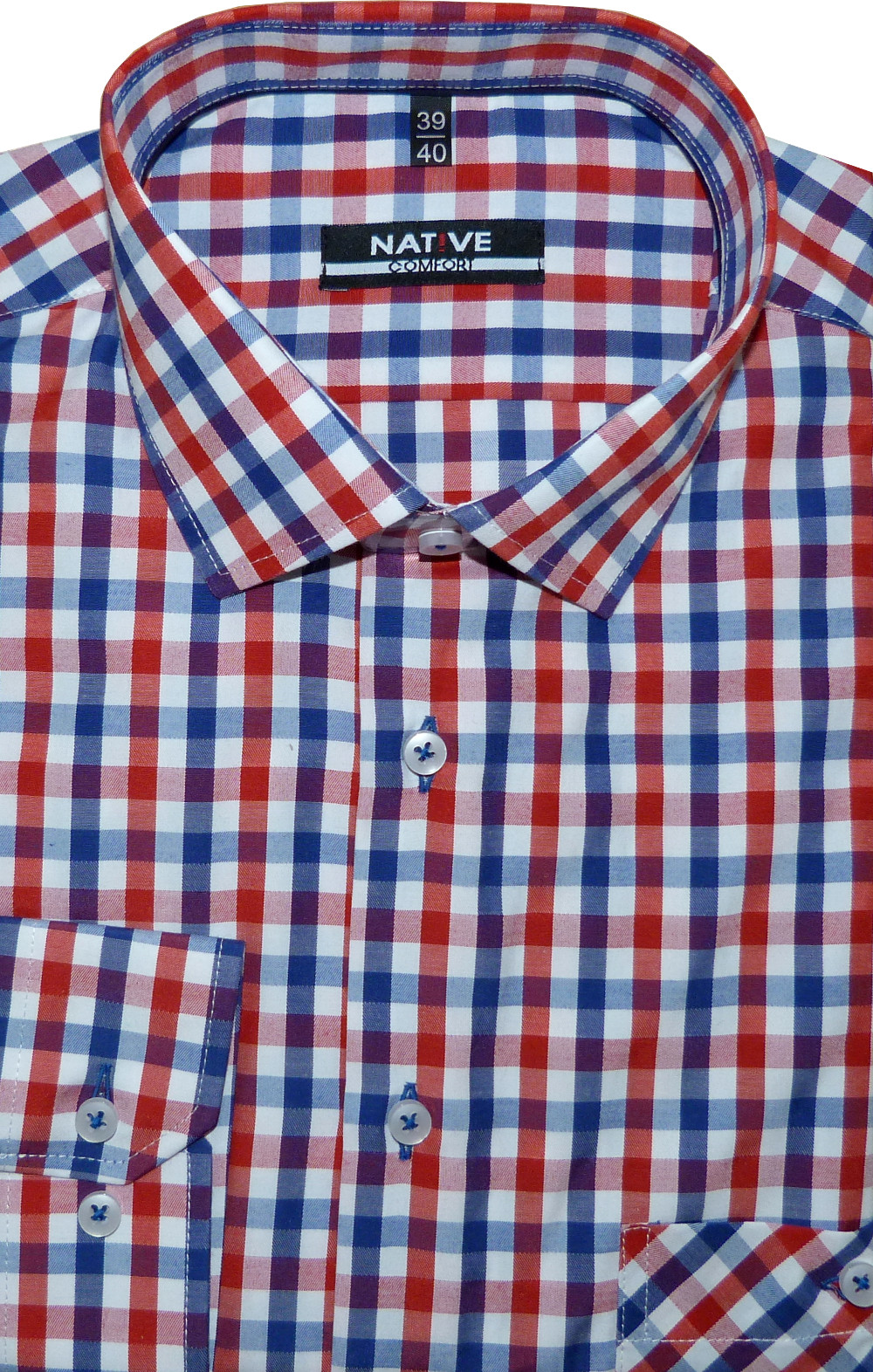 Nadměrná pánská košile kostkovaná s dlouhým rukávem, vel. 47/48 - N205/426