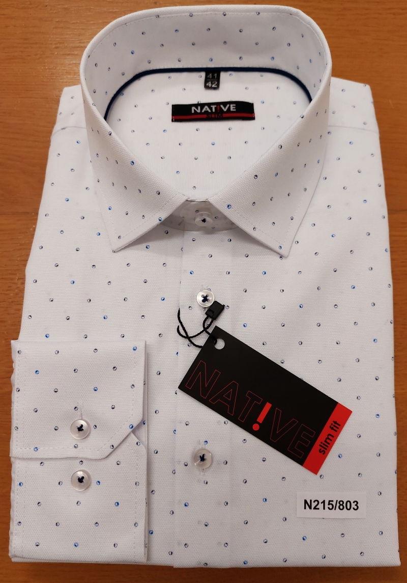 Pánská košile (puntíky) s dlouhým rukávem, vypasovaná, vel. 41/42 - N215/803
