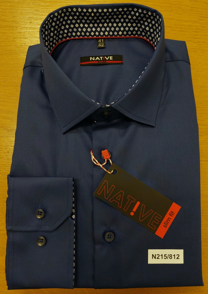 Pánská košile (modrá) s dlouhým rukávem, vypasovaná, vel. 39/40 - N215/812