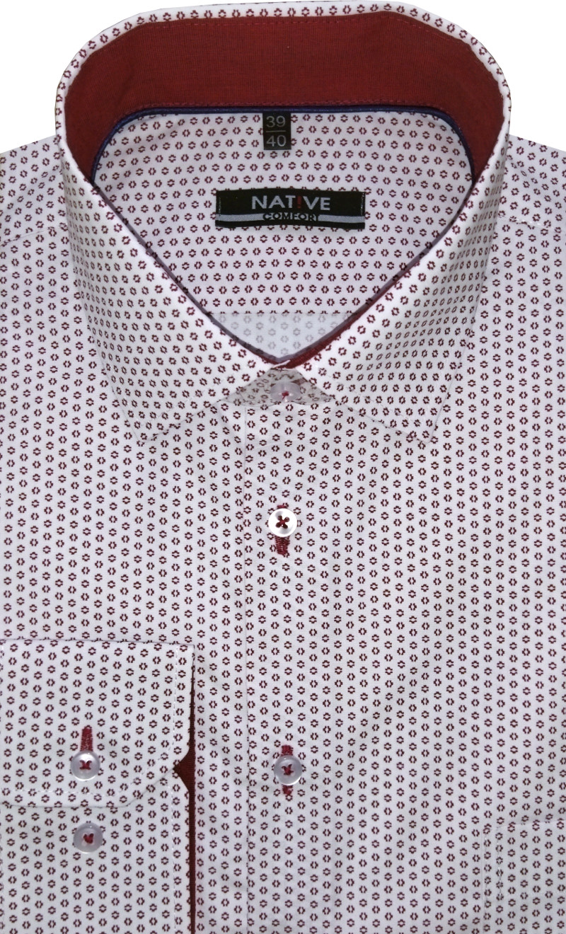 Nadměrná pánská košile (vínová) s dlouhým rukávem, vel. 49/50 - N215/334