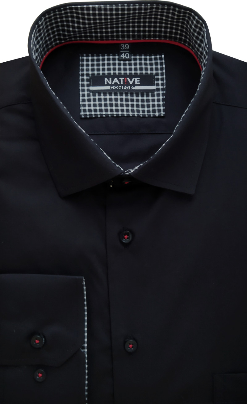 Nadměrná pánská košile (černá) s dlouhým rukávem, vel. 47/48 - N215/321