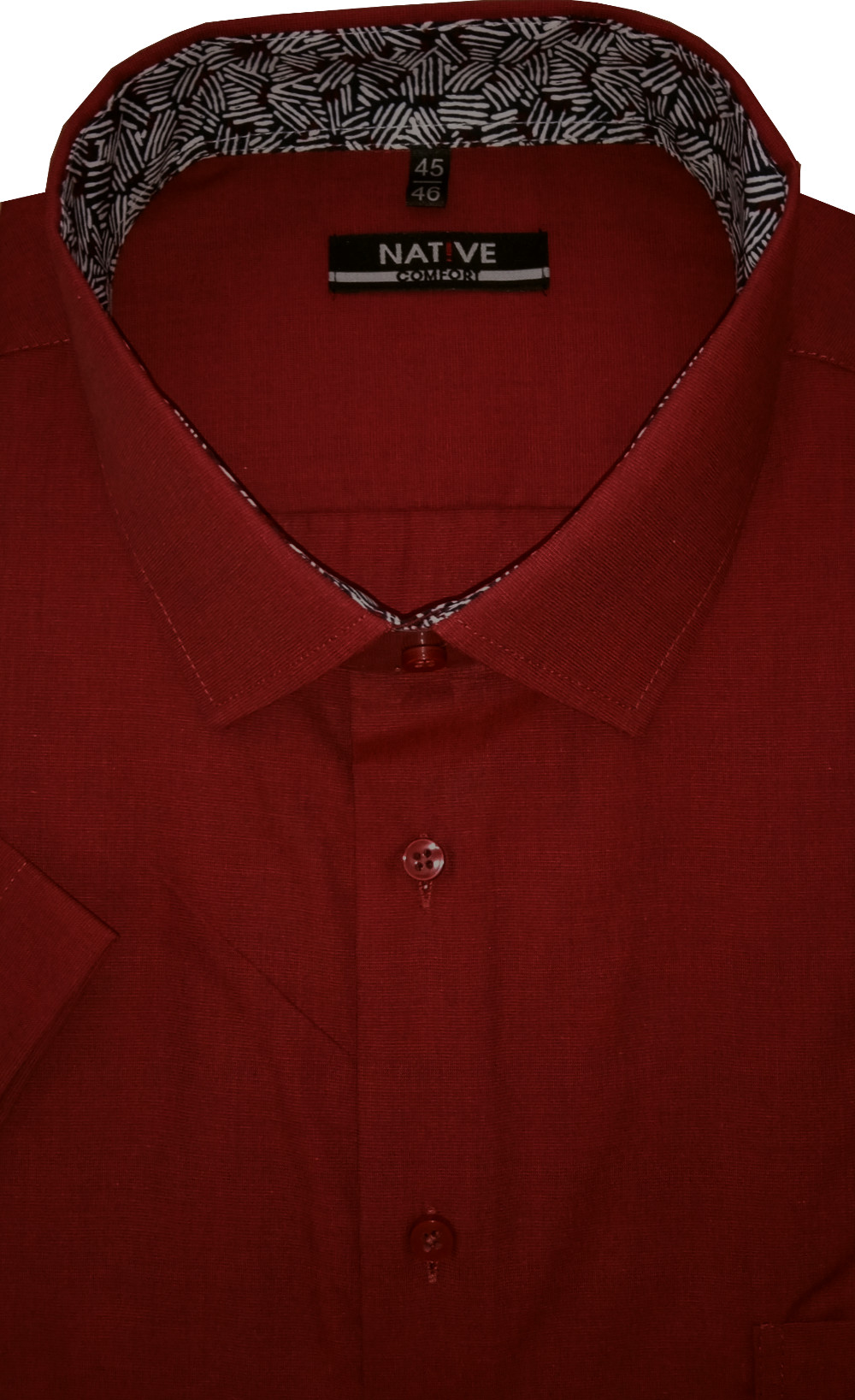 Nadměrná pánská košile (vínová) s krátkým rukávem, vel. 47/48 - N220/315