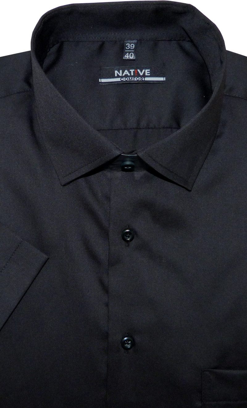 Nadměrná pánská košile (černá) s krátkým rukávem, vel. 47/48 - N220/302