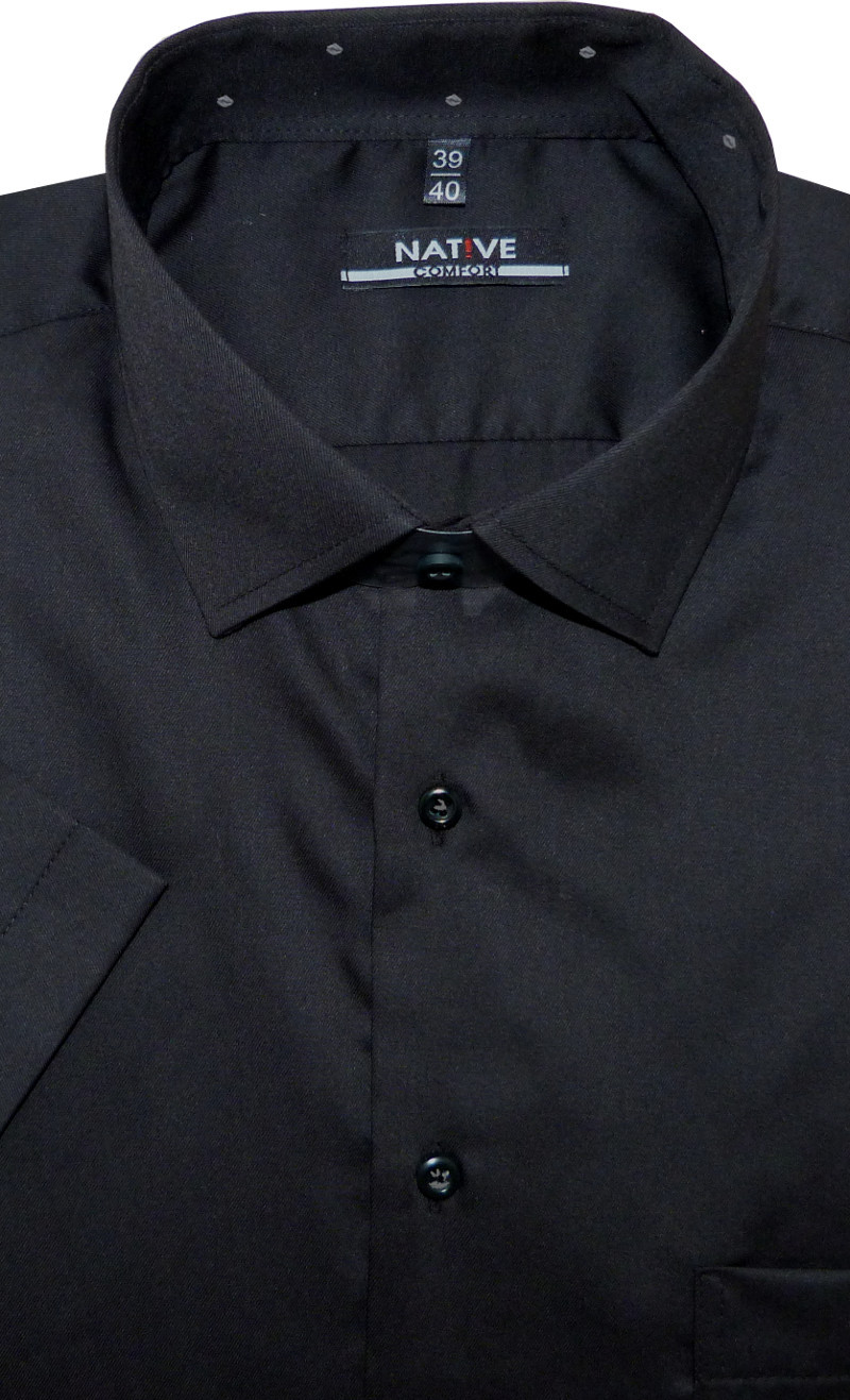 Nadměrná pánská košile (černá) s krátkým rukávem, vel. 51/52 - N220/334