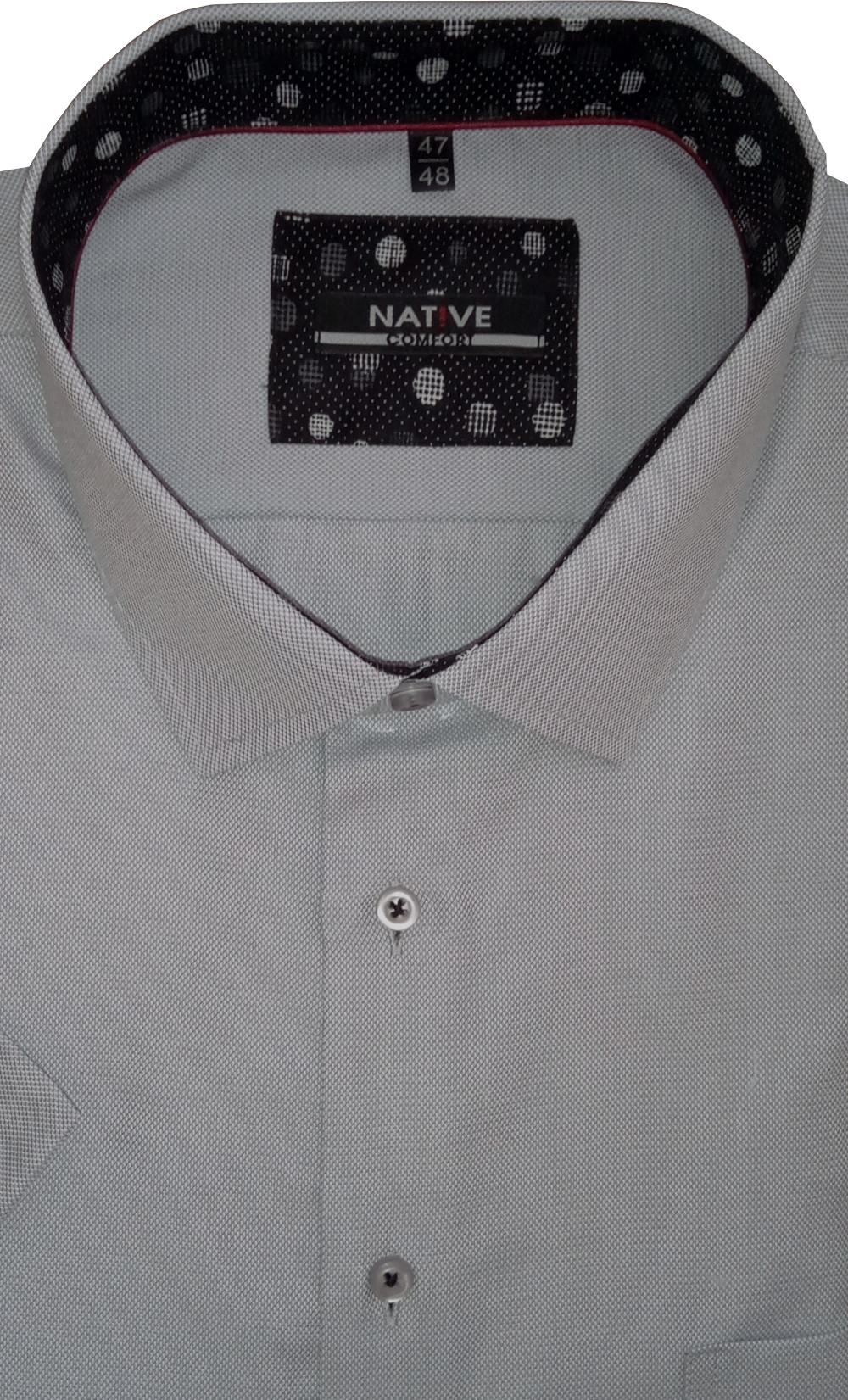 Nadměrná pánská košile (šedá) s krátkým rukávem, vel. 49/50 - N220/331