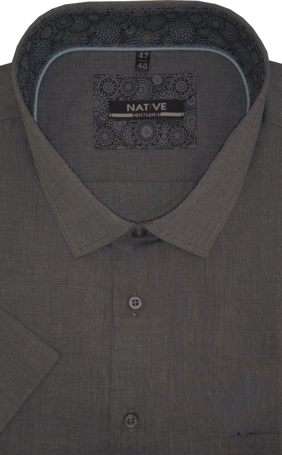 Nadměrná pánská košile (šedá) s krátkým rukávem, vel. 49/50 - N220/333