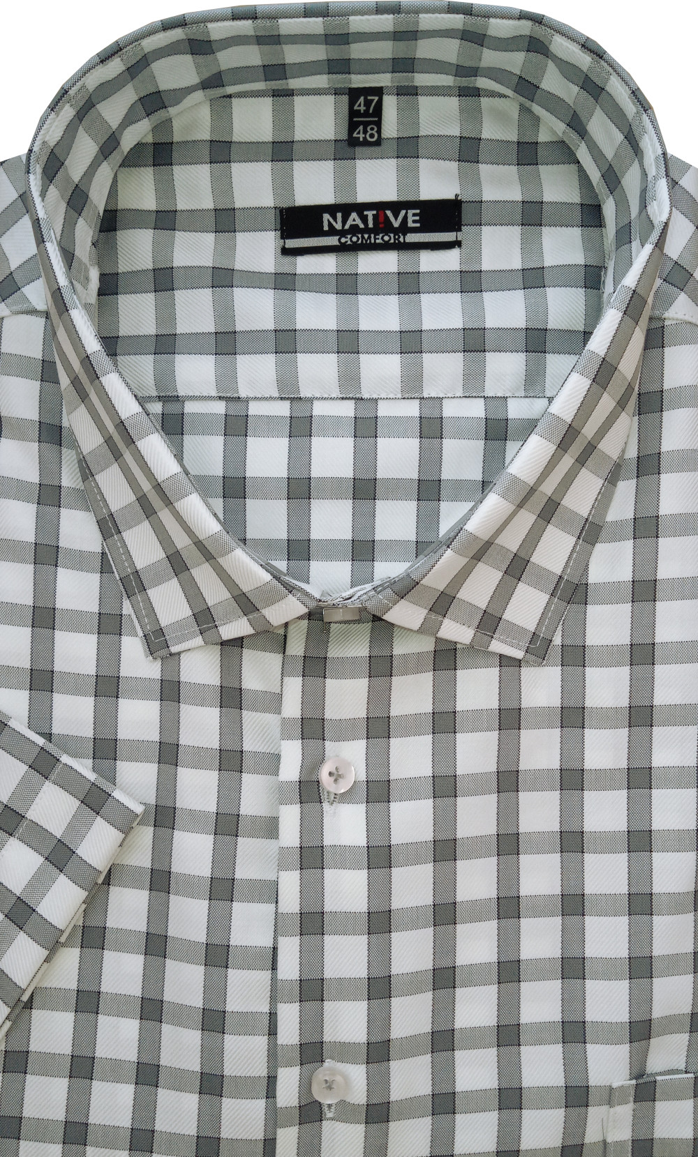 Nadměrná pánská košile (káro) s krátkým rukávem, vel. 49/50 - N230/327