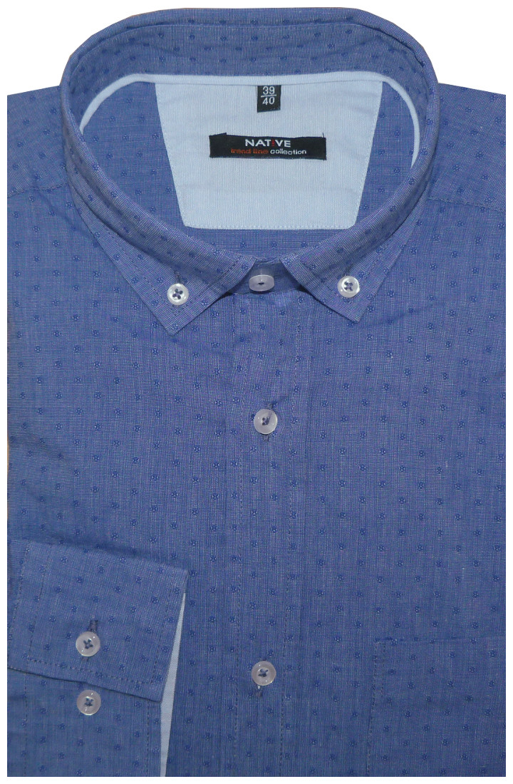 Pánská košile (modrá) s dlouhým rukávem, vel. 41/42 - N165/117