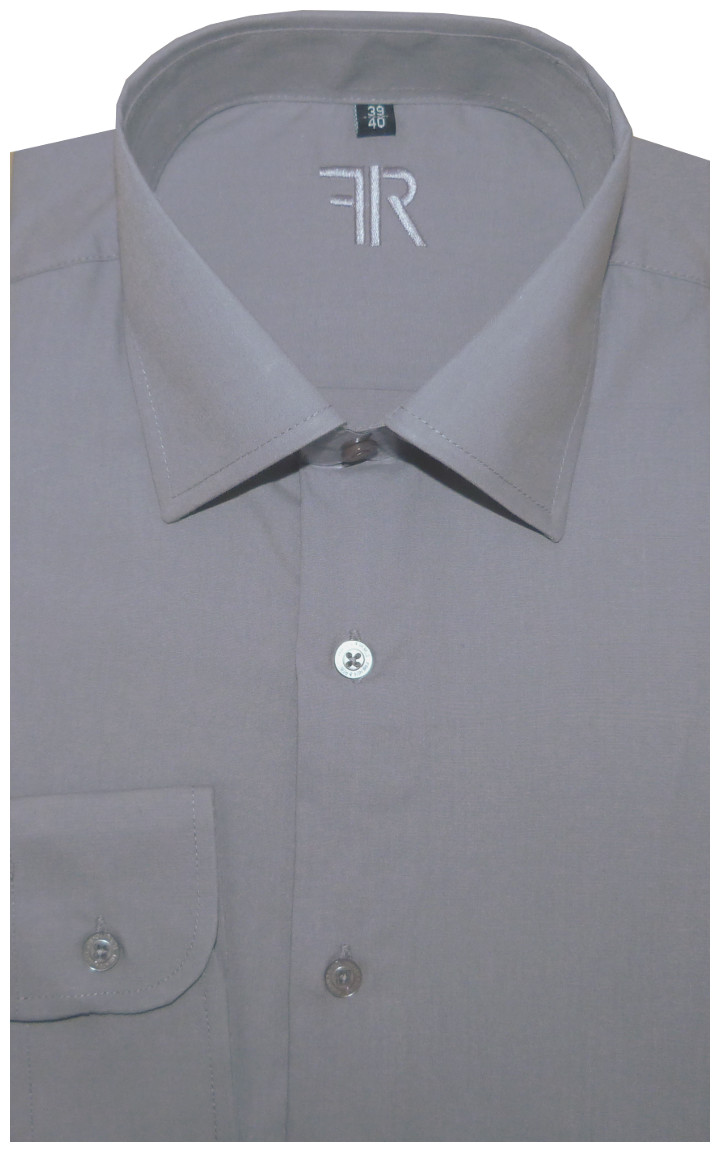 Pánská košile (šedá) s dlouhým rukávem, vypasovaná, vel. 41/42 - FR 052/144
