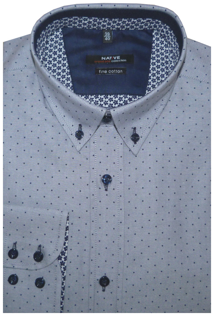 Pánská košile (modrá) s dlouhým rukávem, vypasovaná, vel. 39/40 - N165/140