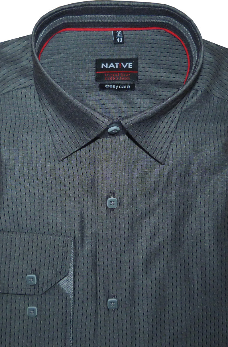 Pánská košile (šedá) s dlouhým rukávem, vel. 39/40 - N175/007