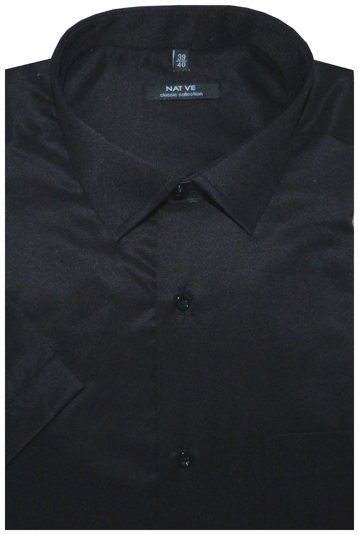 Pánská košile (černá) s krátkým rukávem, vel. 39/40 - N901/002