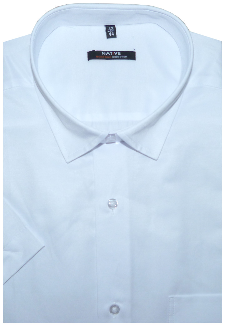 Pánská košile (bílá) s krátkým rukávem, vypasovaná, vel. 45/46 - N902/001