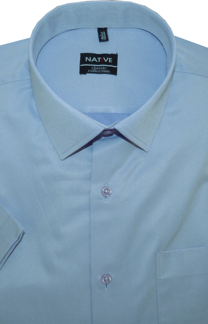 Pánská košile (modrá) s krátkým rukávem, vypasovaná, vel. 39/40 - N902/029